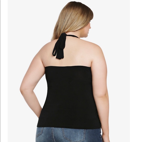 Black Halter Top with Gemstone Side - Picture 2 of 6